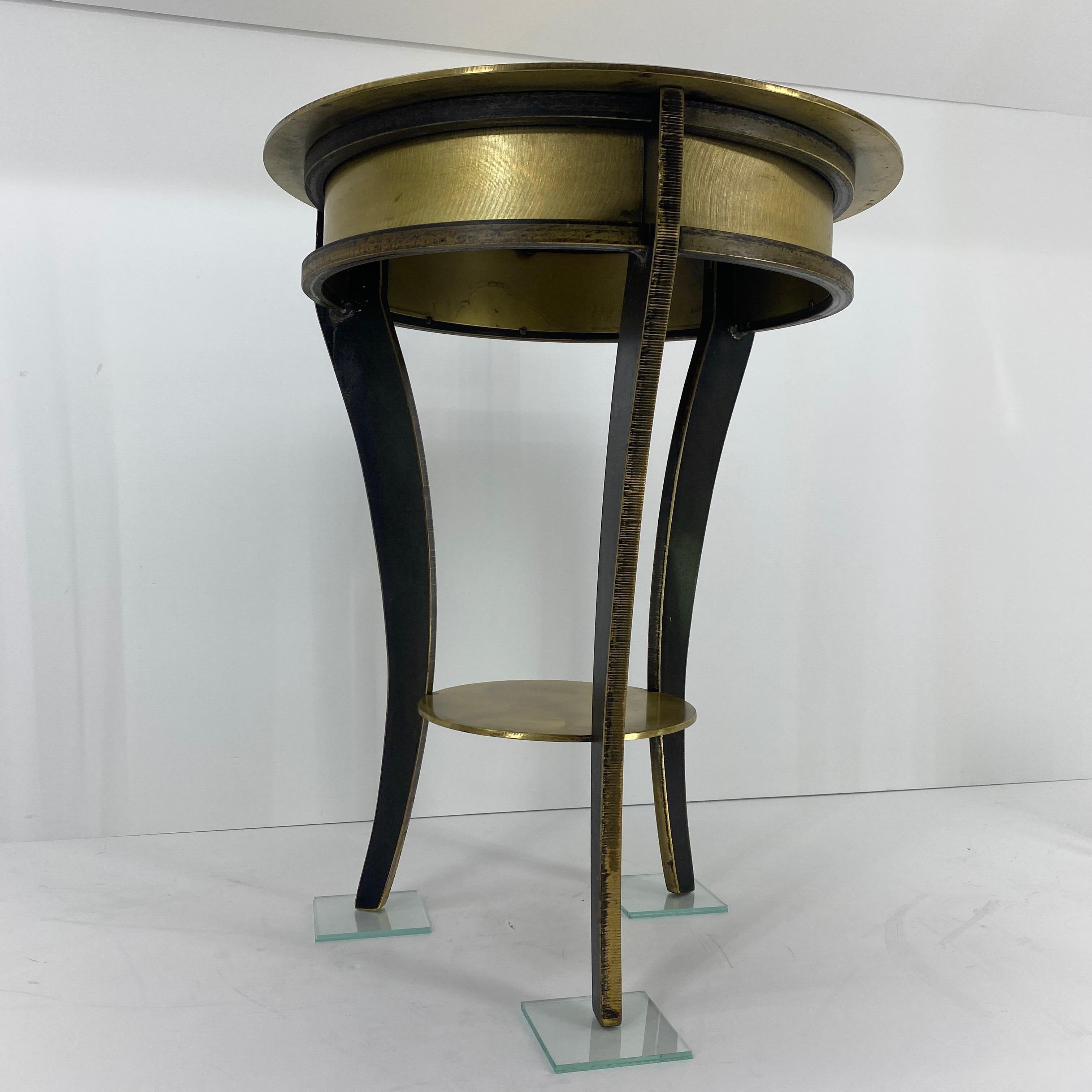 American Small Industrial John Visey Style Solid Brass Side Table For Sale