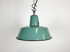 Small Industrial Petrol Enamel Pendant Lamp, 1960s