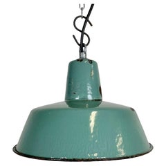 Small Industrial Petrol Enamel Pendant Lamp, 1960s