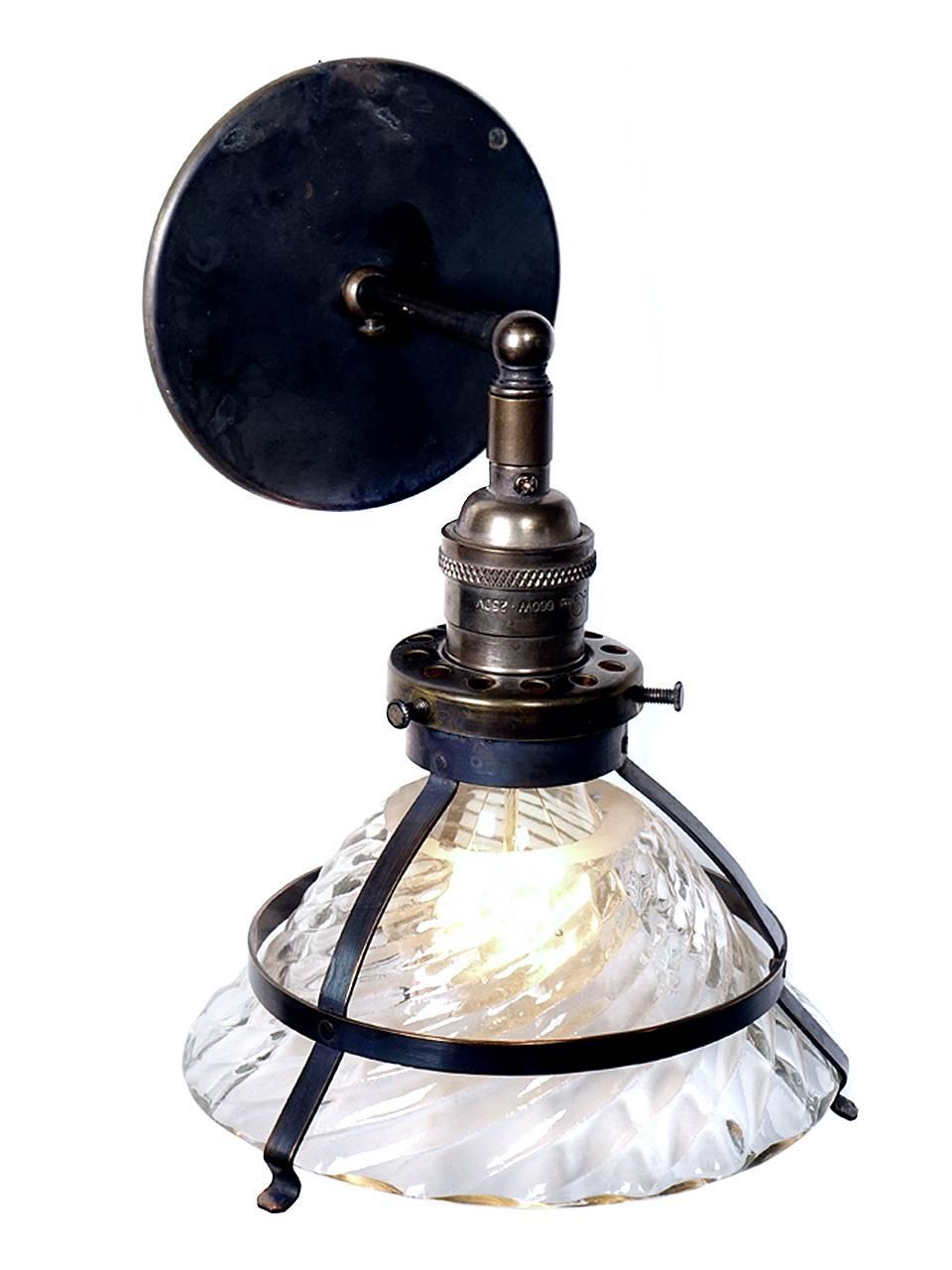Small Industrial Sconce with Snap-In Shade In Good Condition For Sale In Peekskill, NY