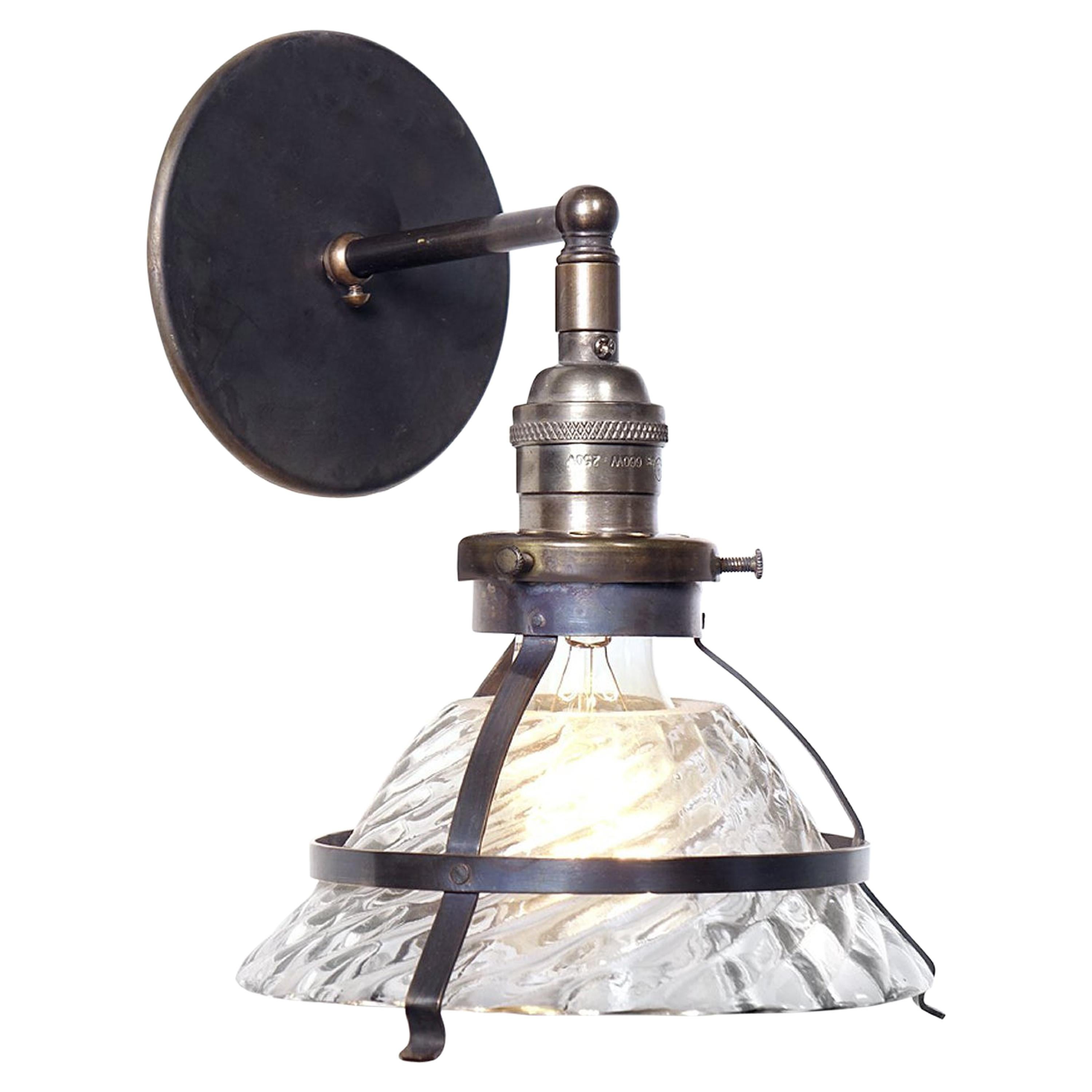 Small Industrial Sconce with Snap-In Shade For Sale