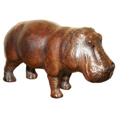 Small Infant Liberty's London Omersa Brown Leather Hippopotamus Footstool
