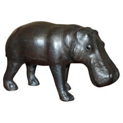 Used SMALL INFANT LIBERTY's LONDON OMERSA BROWN LEATHER HIPPOPOTAMUS FOOTSTOOL
