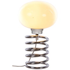 1965 Design M Ingo Maurer Petite Table Lamp ‘Spirale’ Glass & Chrome