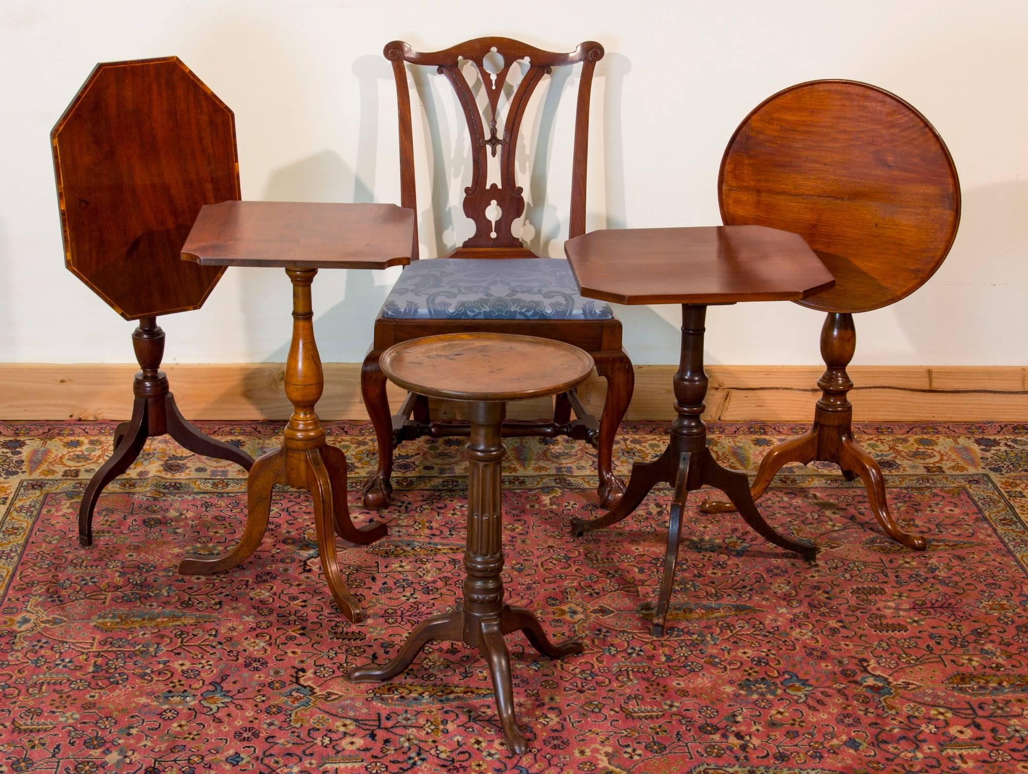 18th Century Small Inlaid Mahogany Tilt-Top Table, North Shore Massachusetts, circa 1810 For Sale