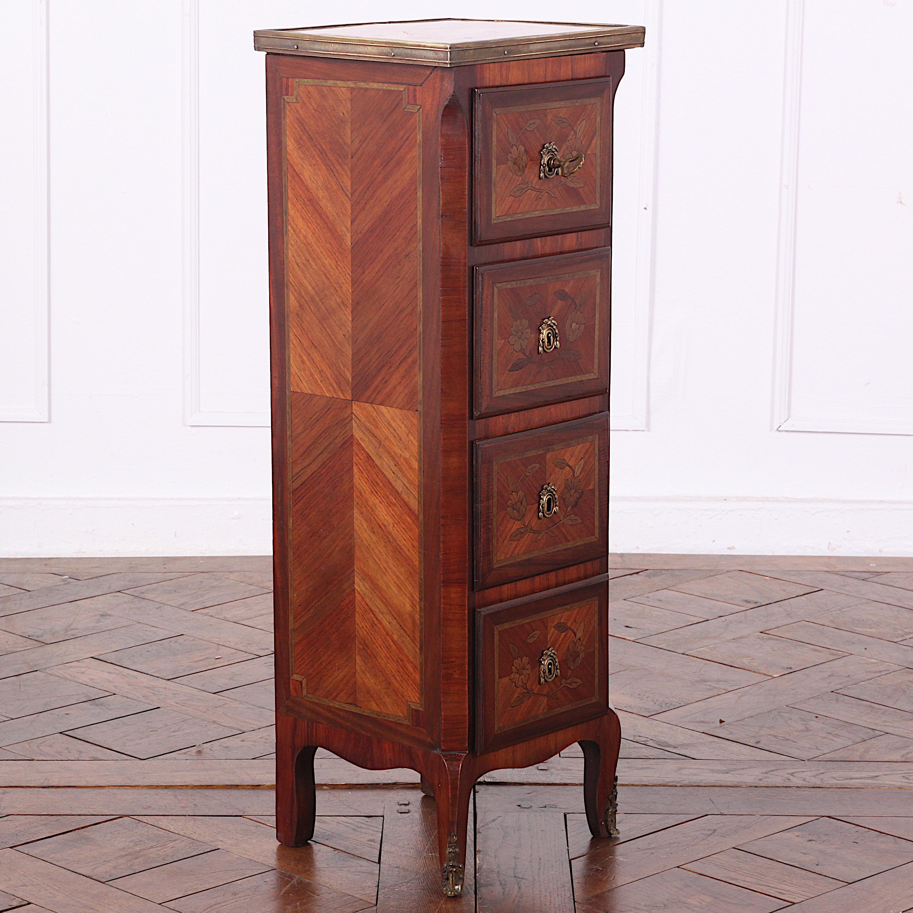 Inlay Small Inlaid Marble Topped Chest of Drawers
