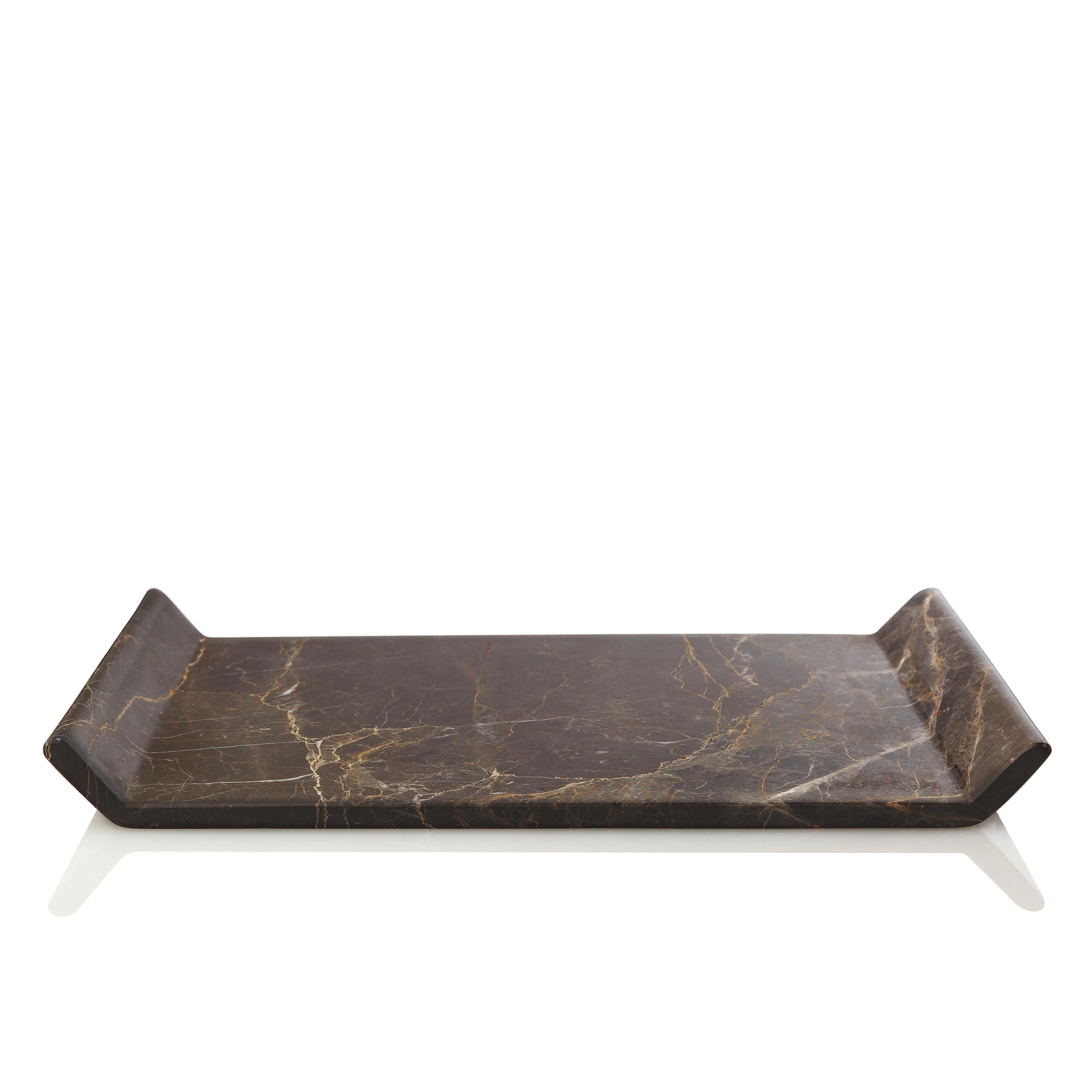 Greek Small Io Marble Platter by on.Entropy in Brown, Green or W Modern Desk Accessory For Sale