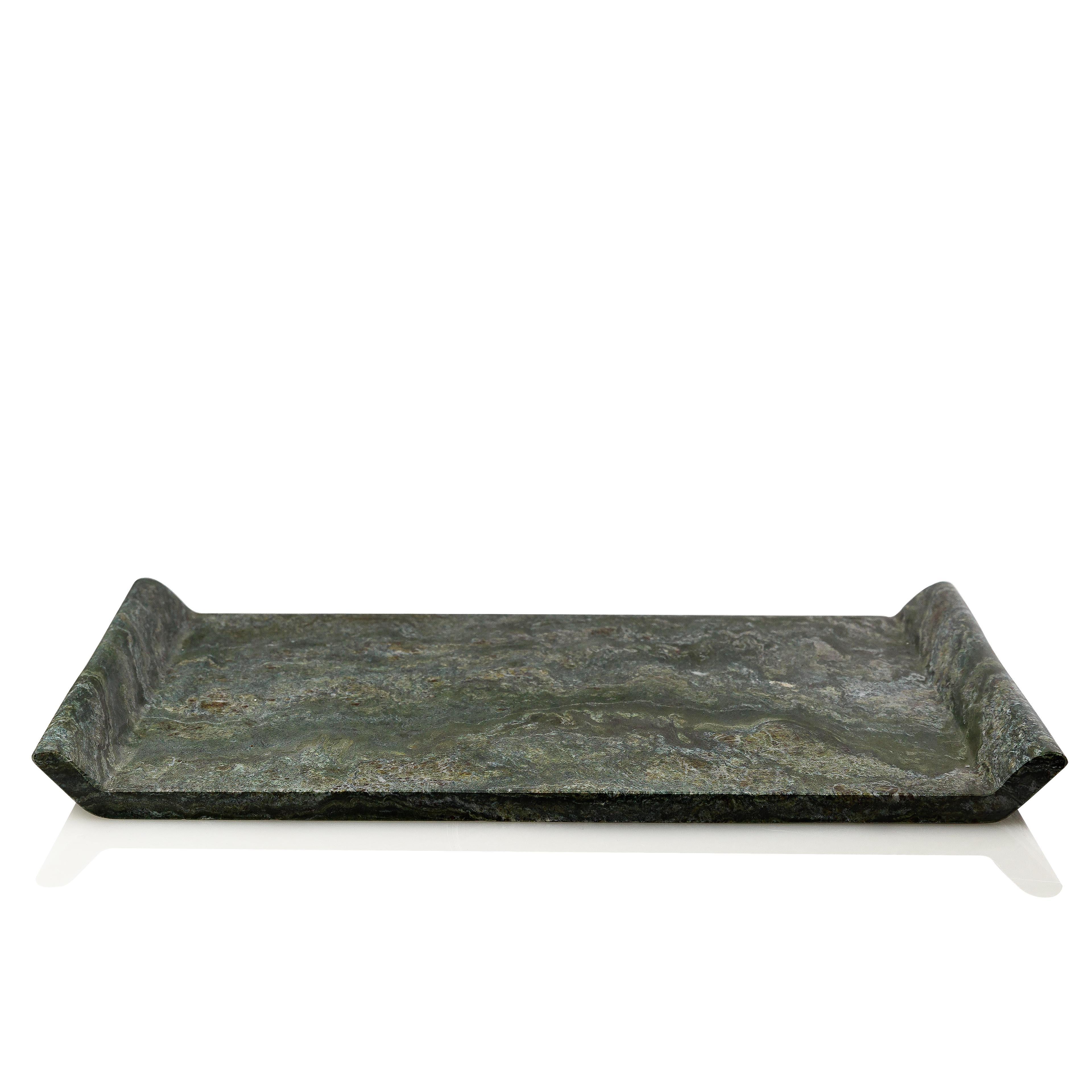 Small Io Marble Platter by on.Entropy in Brown, Green or W Modern Desk Accessory In New Condition For Sale In Athens, GR