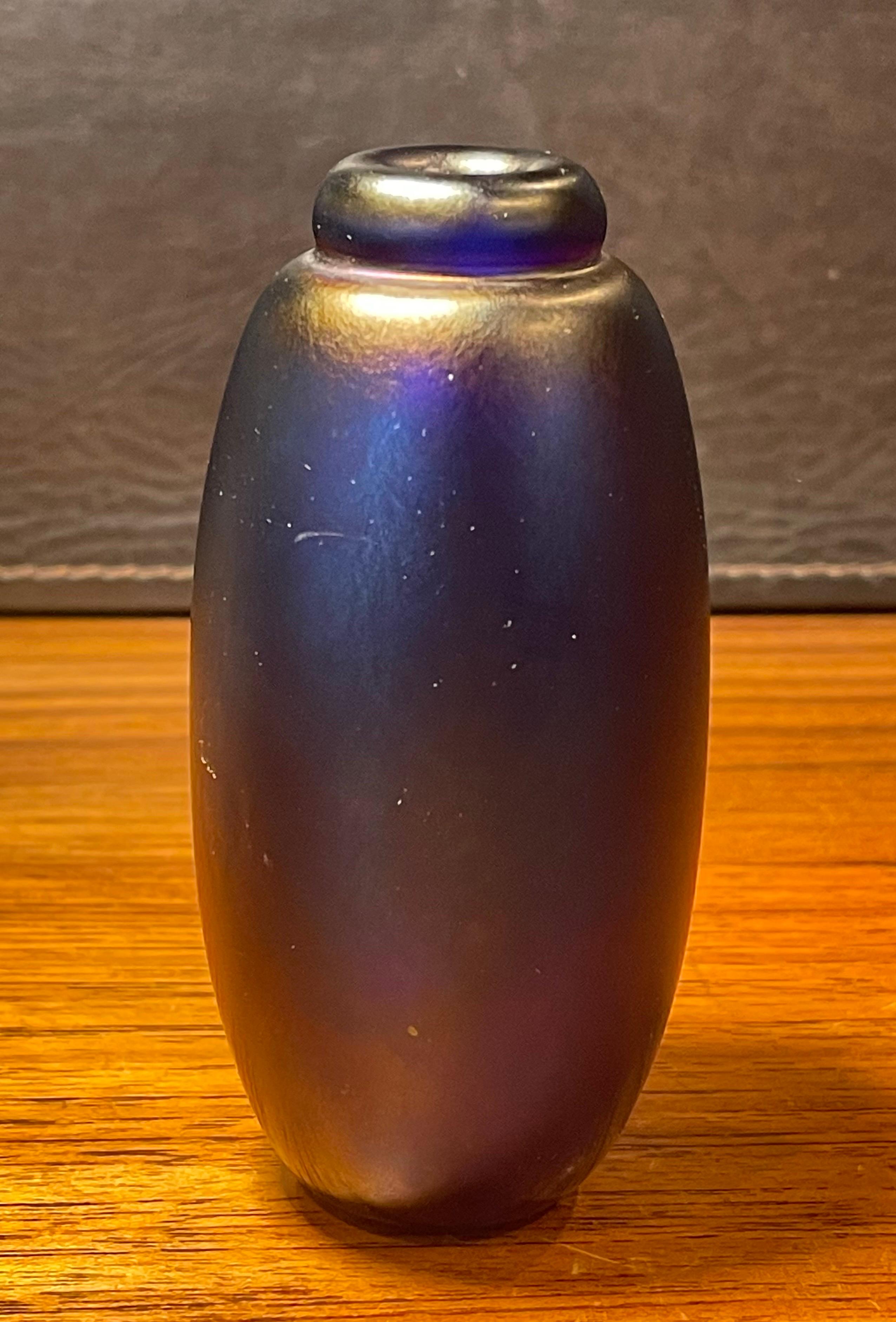 American Small Iridescent Art Glass Bud Vase  For Sale