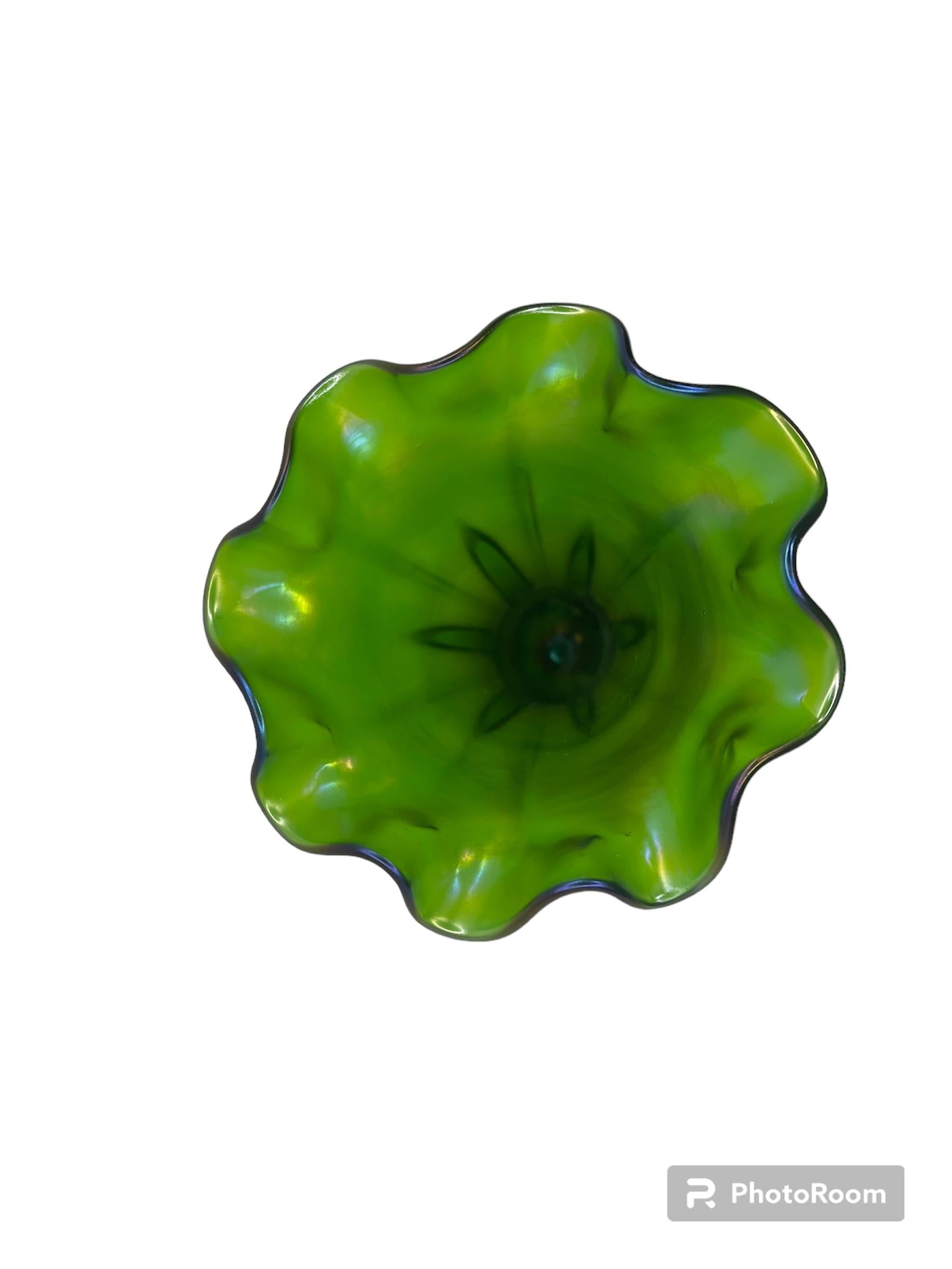 Small Iridescent Art Glass Flower Vase For Sale 1