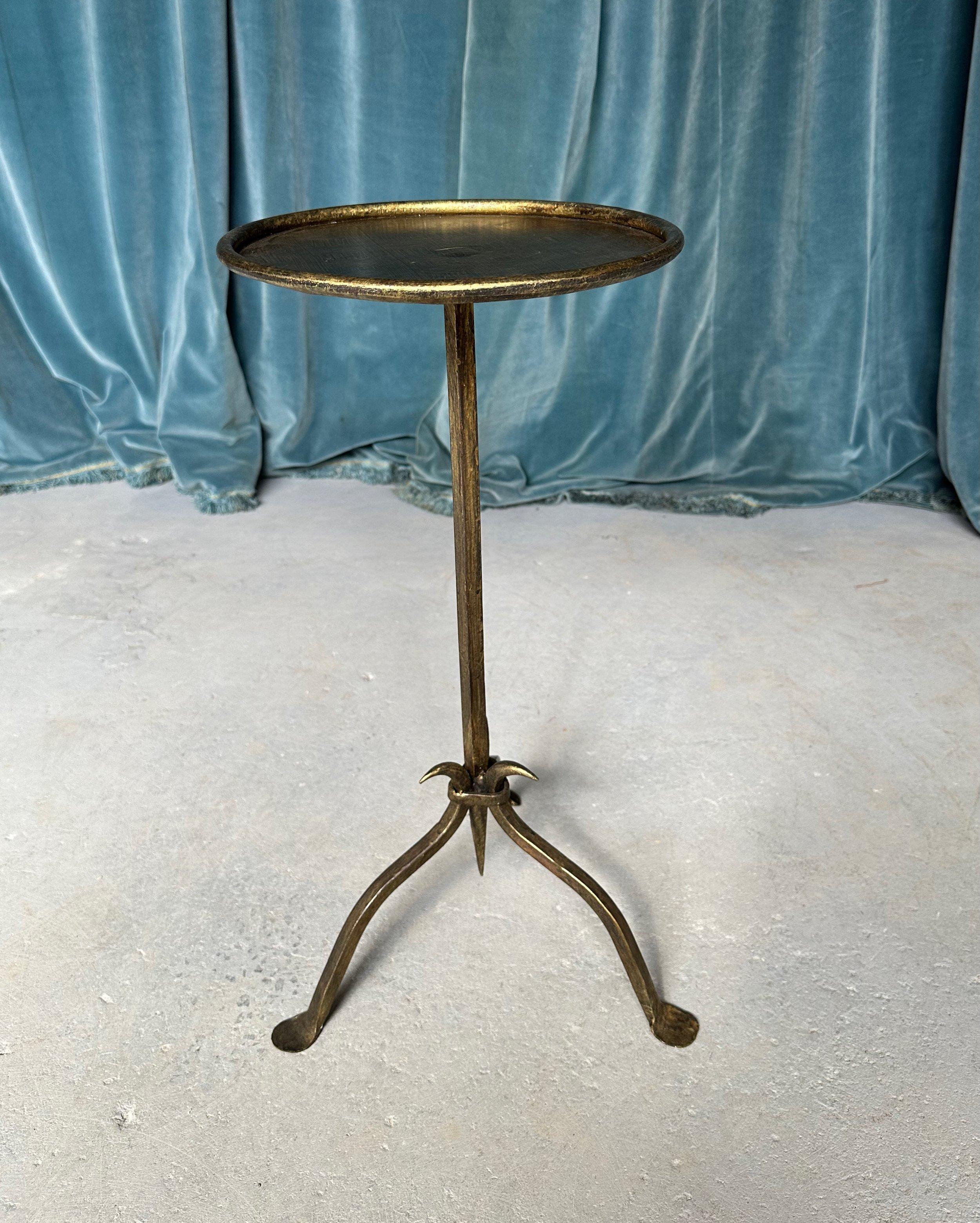 Mid-Century Modern Small Iron Drinks Table with Pointed Stem For Sale