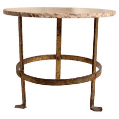 Small Iron Side Table with Marble Top, Spain 20th Century