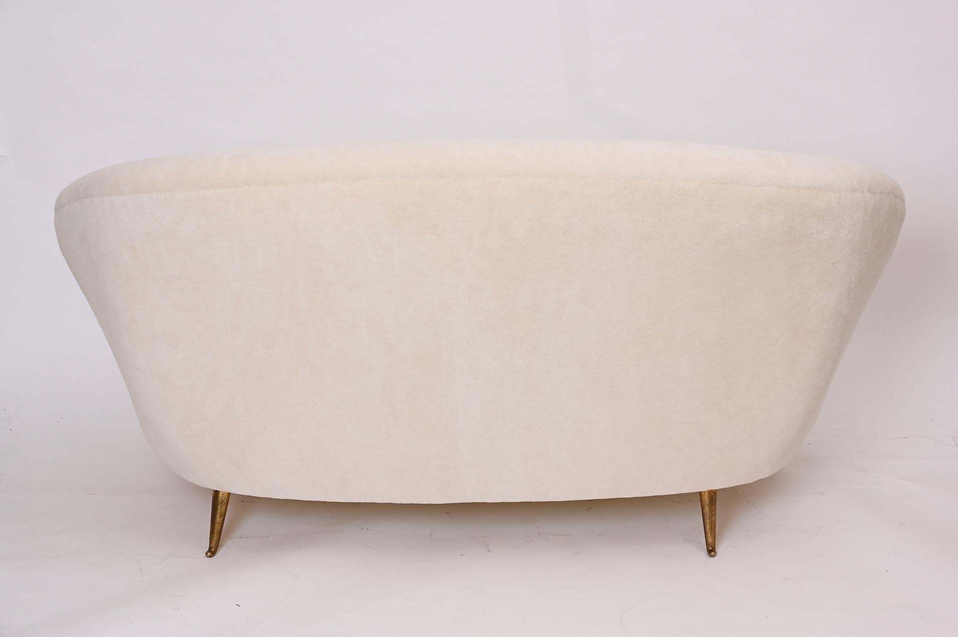 Brass Small Curved Sofa in Style of Ico Parisi, Italy, circa 1950