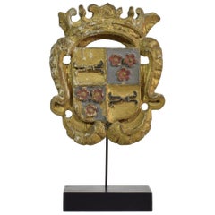 Small Italian 18th Century Baroque Gilded Coat of Arms Small Italian 18th Century Baroque Gilded Coat of Arms