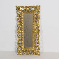 Small Italian 18th Century Baroque Giltwood Mirror