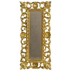 Small Italian 18th Century Baroque Giltwood Mirror