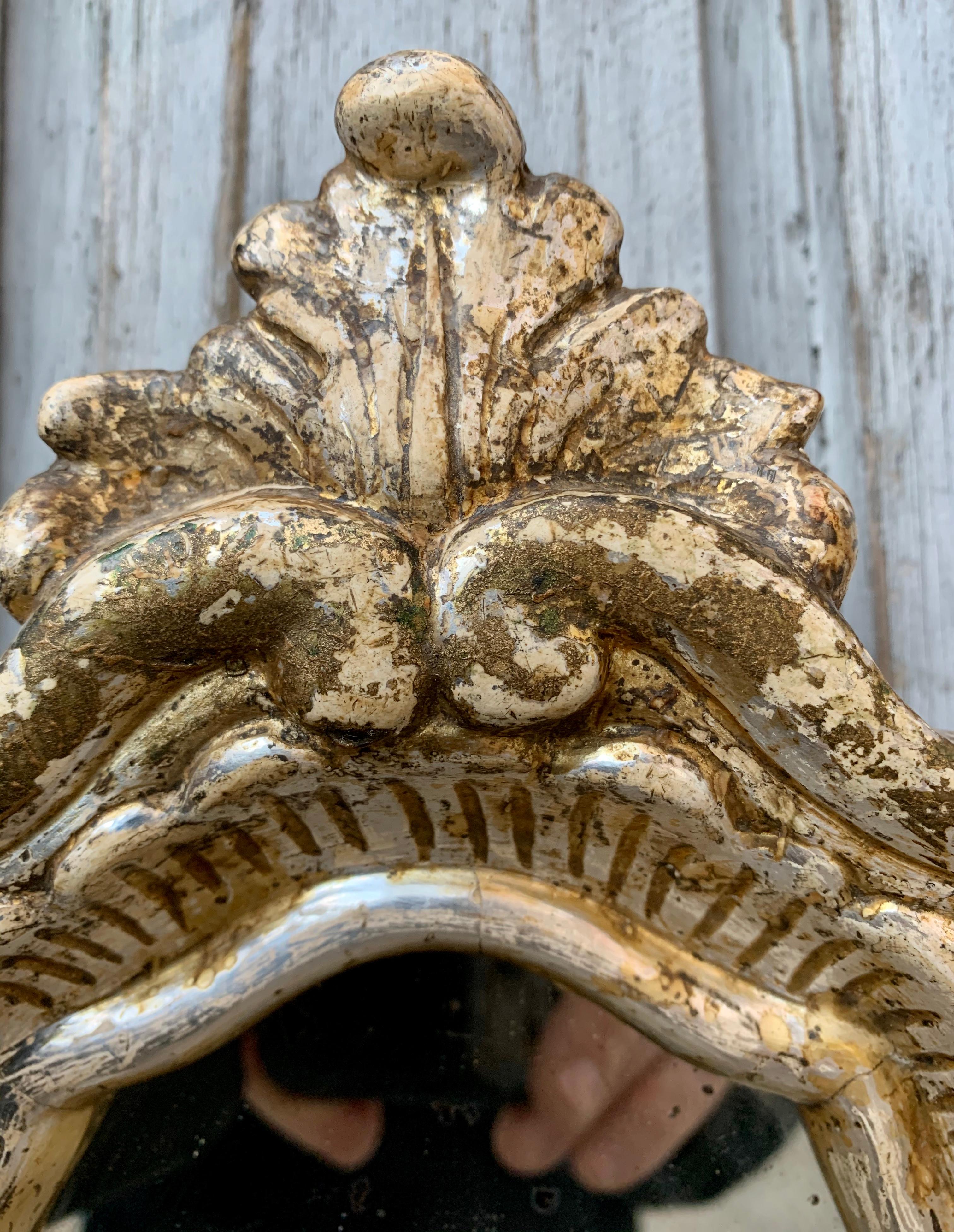 Small Italian 18th Century Baroque Silvered Wall Mirror In Good Condition For Sale In Haddonfield, NJ