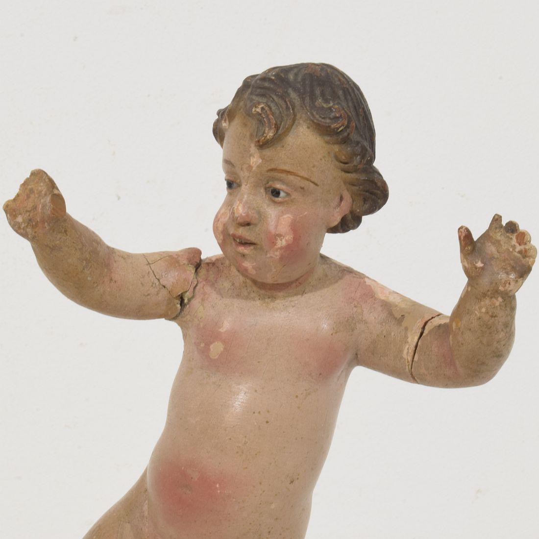 Small Italian 18th Century Carved Wooden Baroque Angel in vendita 2