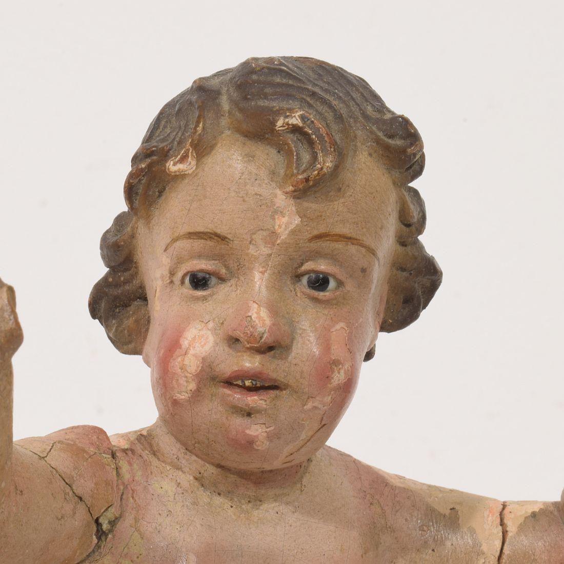 Small Italian 18th Century Carved Wooden Baroque Angel in vendita 9