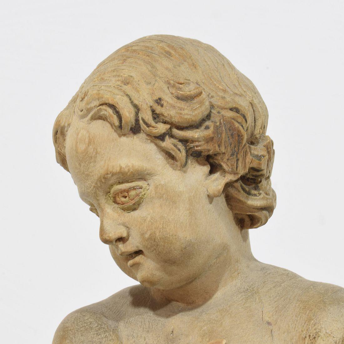 Pequeño ángel barroco italiano del siglo XVIII tallado a mano en madera en venta 9