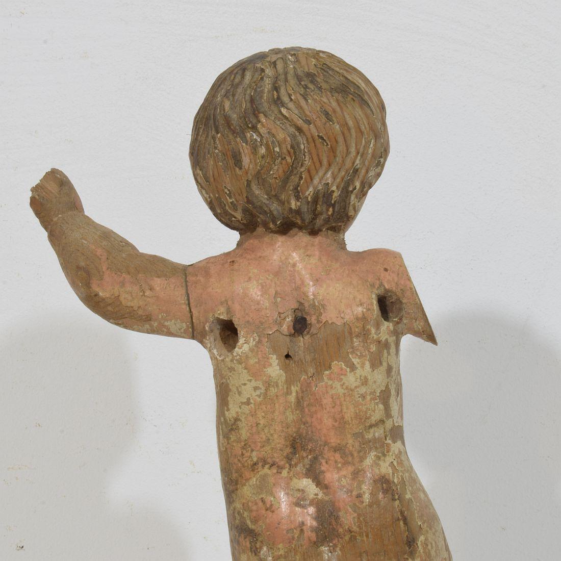 Small Italian 18th Century Hand Carved Wooden Baroque Angel Fragment For Sale 6