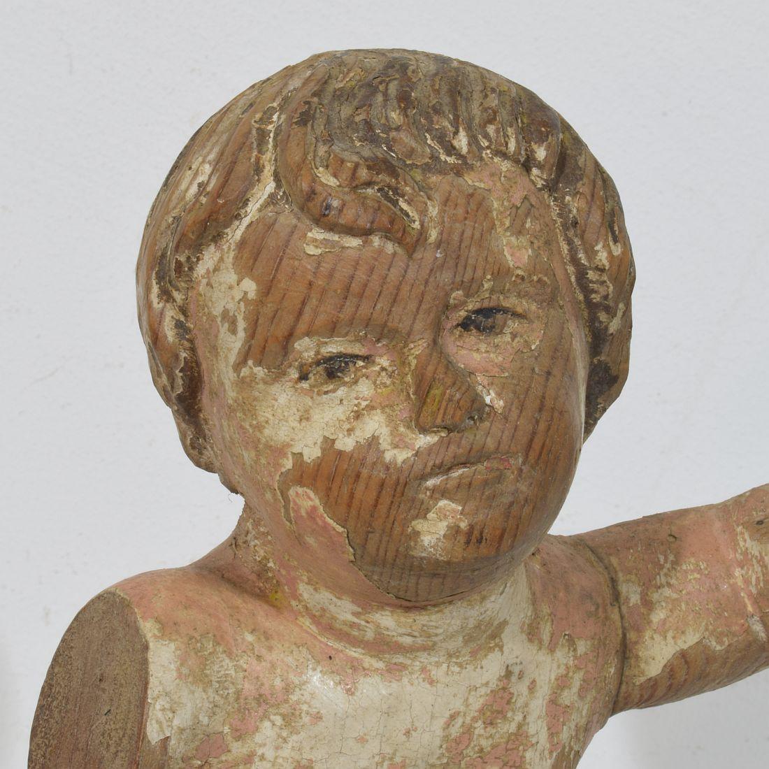 Small Italian 18th Century Hand Carved Wooden Baroque Angel Fragment For Sale 13