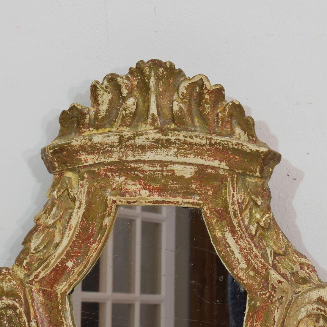 Hand-Carved Small Italian 18th Century Neoclassical Mirror