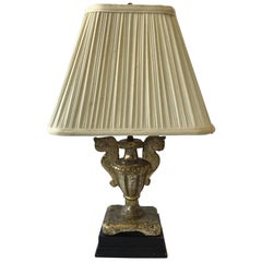 Small Italian 19th Century Silver Leaf Wood Urn Lamp