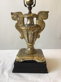 Small Italian 19th Century Silver Leaf Wood Urn Lamp