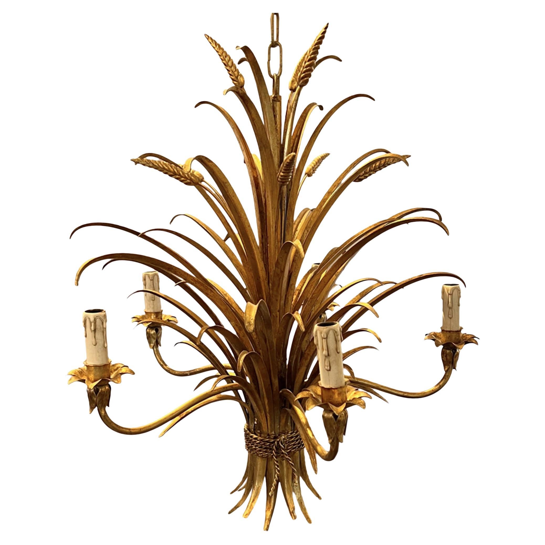 Small Italian 1970s Wheatsheaf Chandelier For Sale