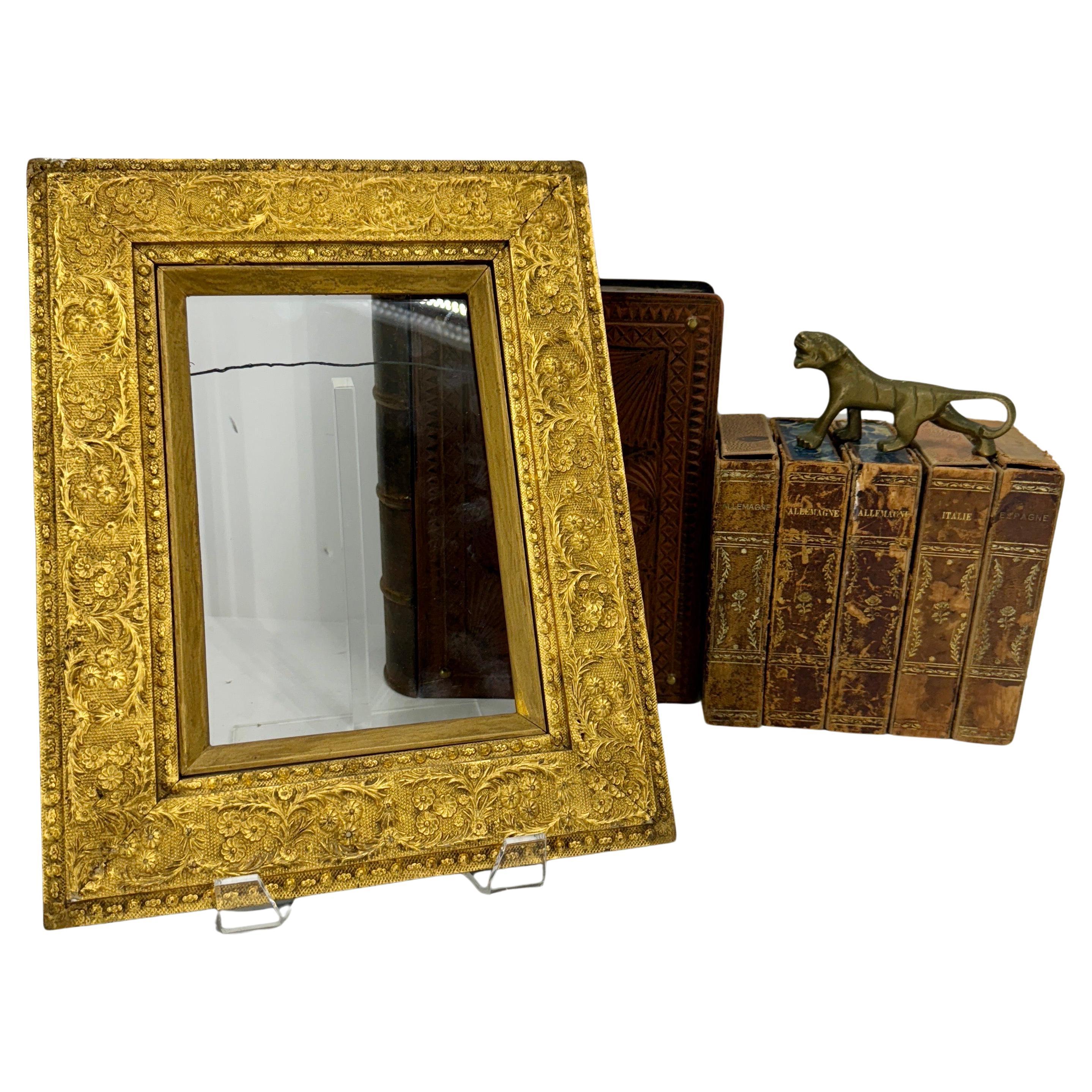 Hand-Crafted Small Italian Antique 19th Century Rectangular Gilded Frame
