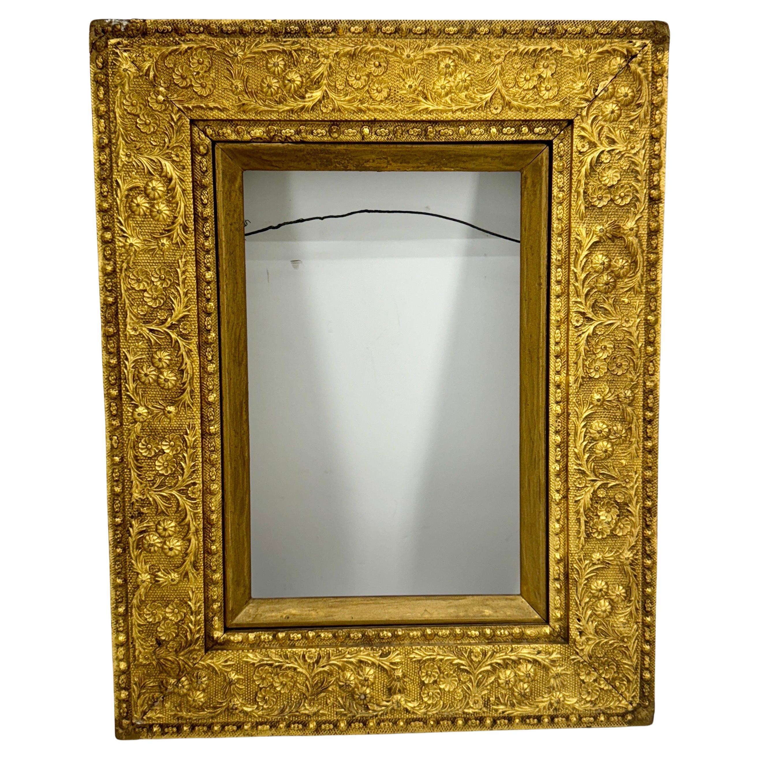 Petit cadre rectangulaire doré italien ancien du 19ème siècle en vente