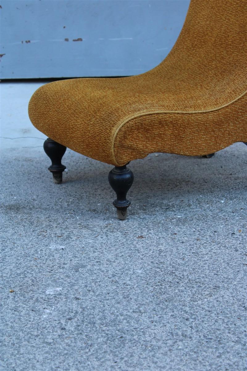 Mid-20th Century Small Italian armchair in yellow fabric with wooden feet Carlo Mollino Style For Sale