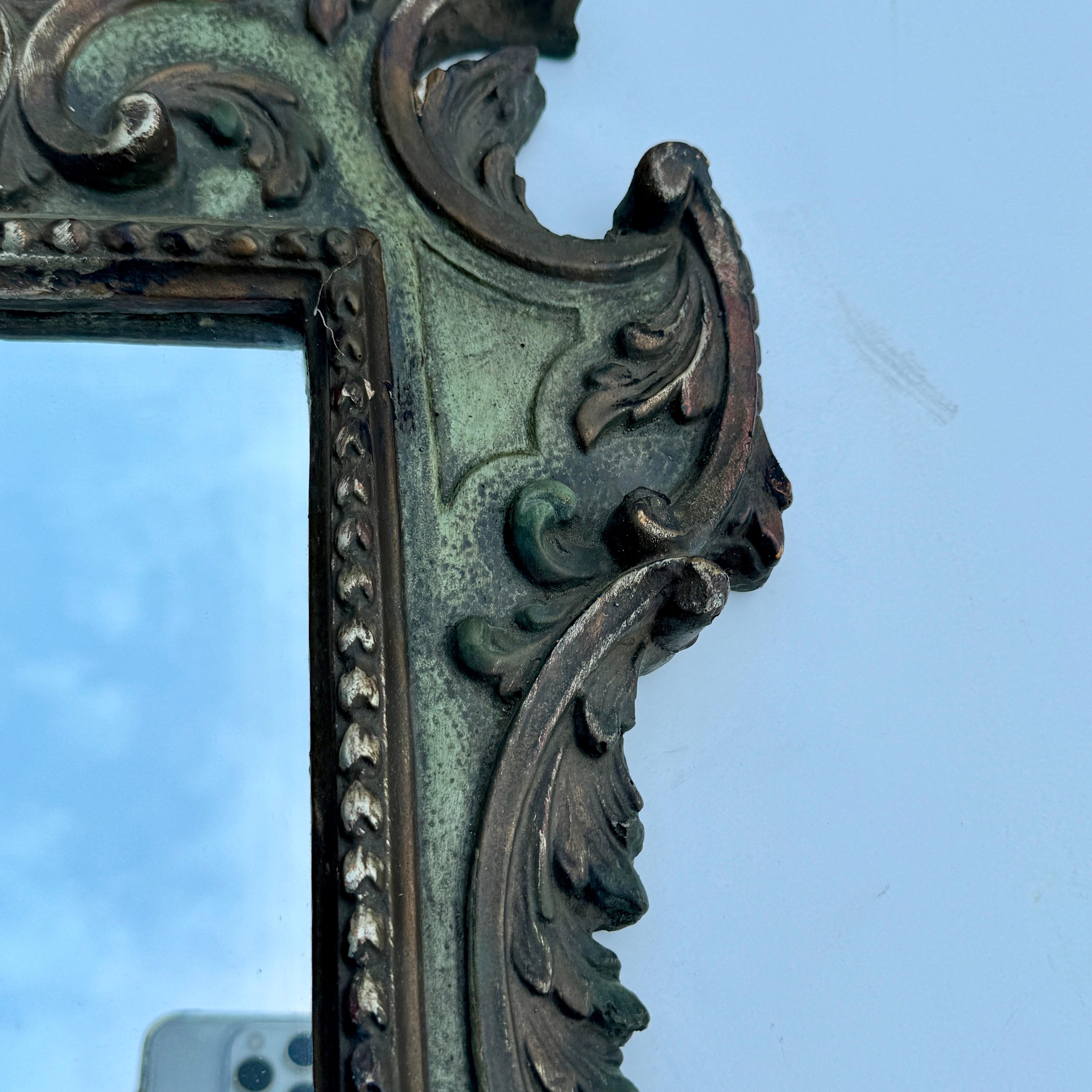 19th Century Small Italian Baroque Style Gilded Wall Mirror For Sale