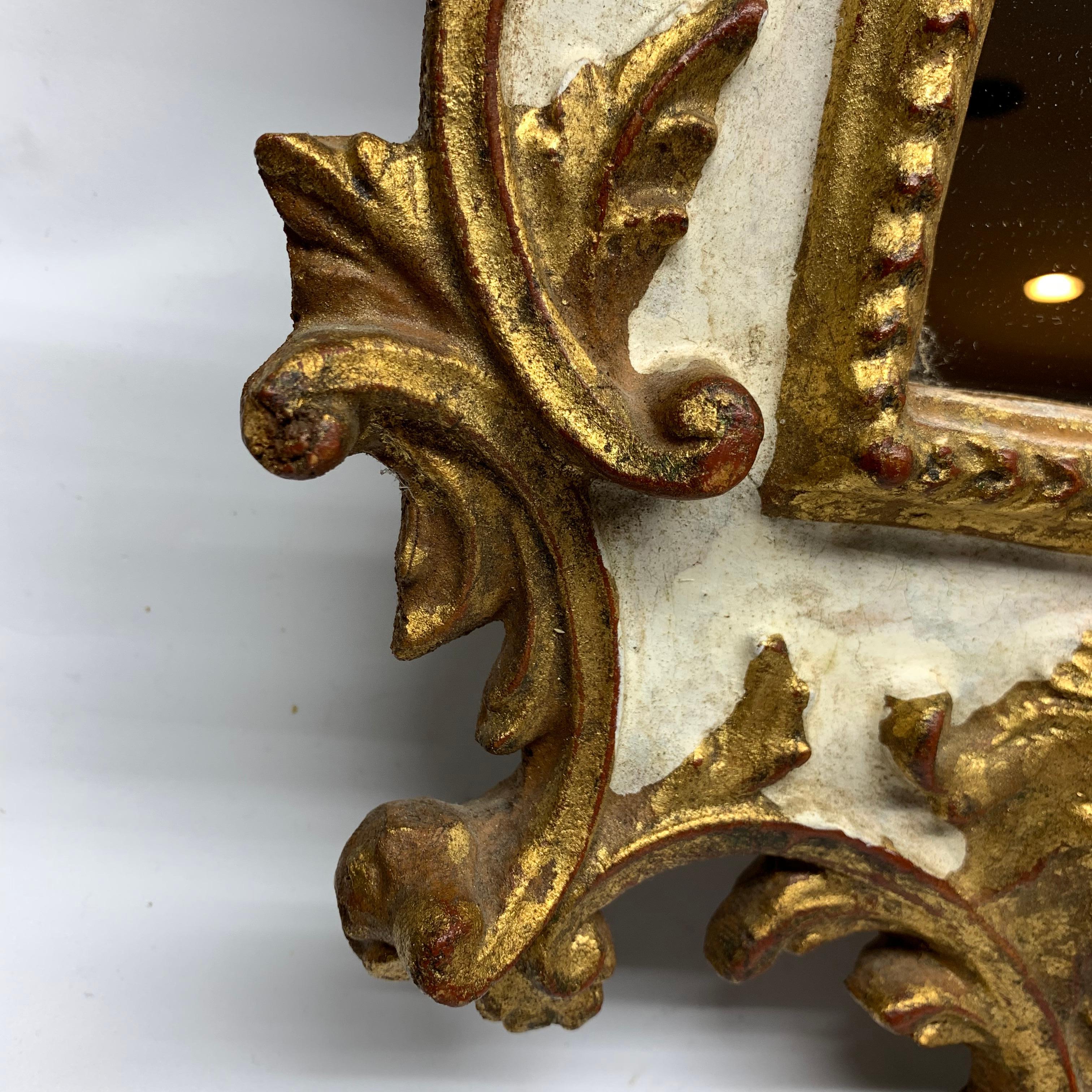 Small Italian Baroque Style Gilded Wall Mirror, Marked Florentia 5