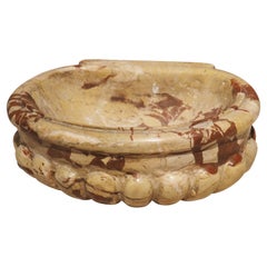 Small Italian Beige and Burgundy Marble Lobed Basin or Vide Poche