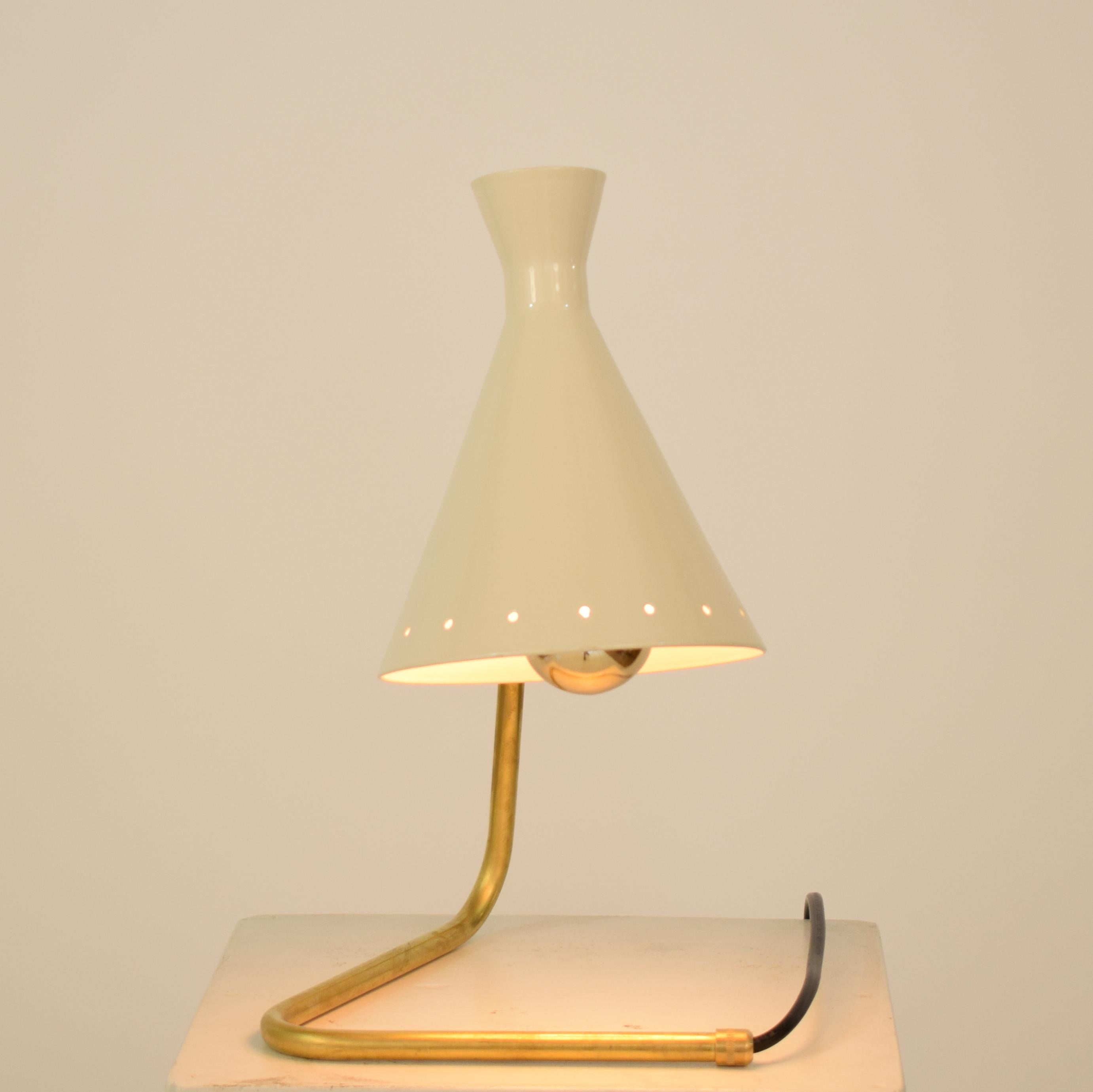 Contemporary Small Italian Mid Century Style Brass and Lacquered Table Lamp Stilnovo