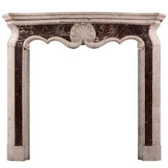 Small Italian Carrara and Rosso Levanto Marble Chimneypiece Mantel