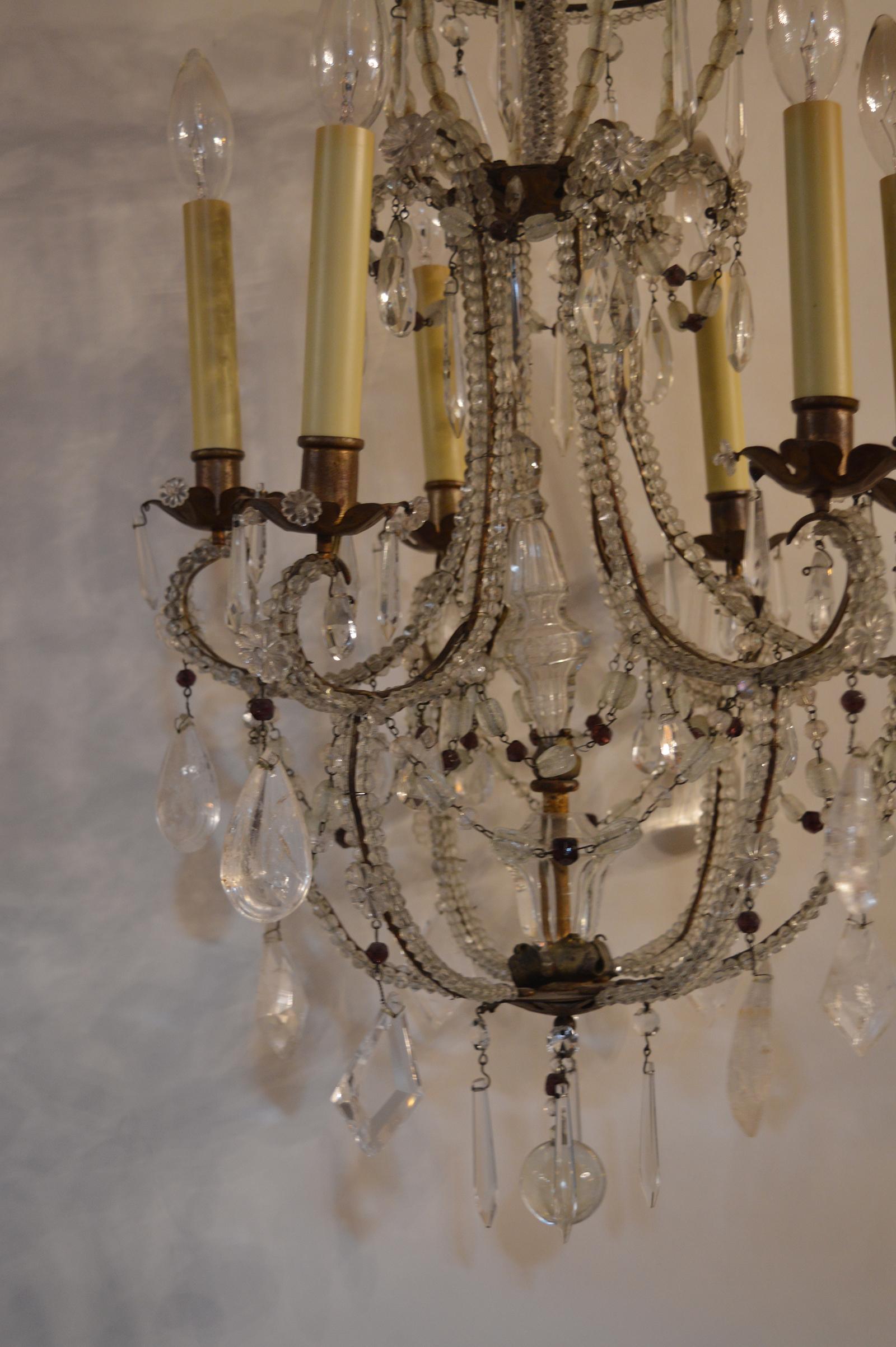 Small Italian Chandelier with Rock Crystal For Sale 2