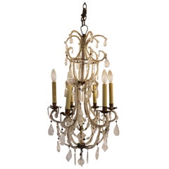 Antique Small Italian Chandelier with Rock Crystal