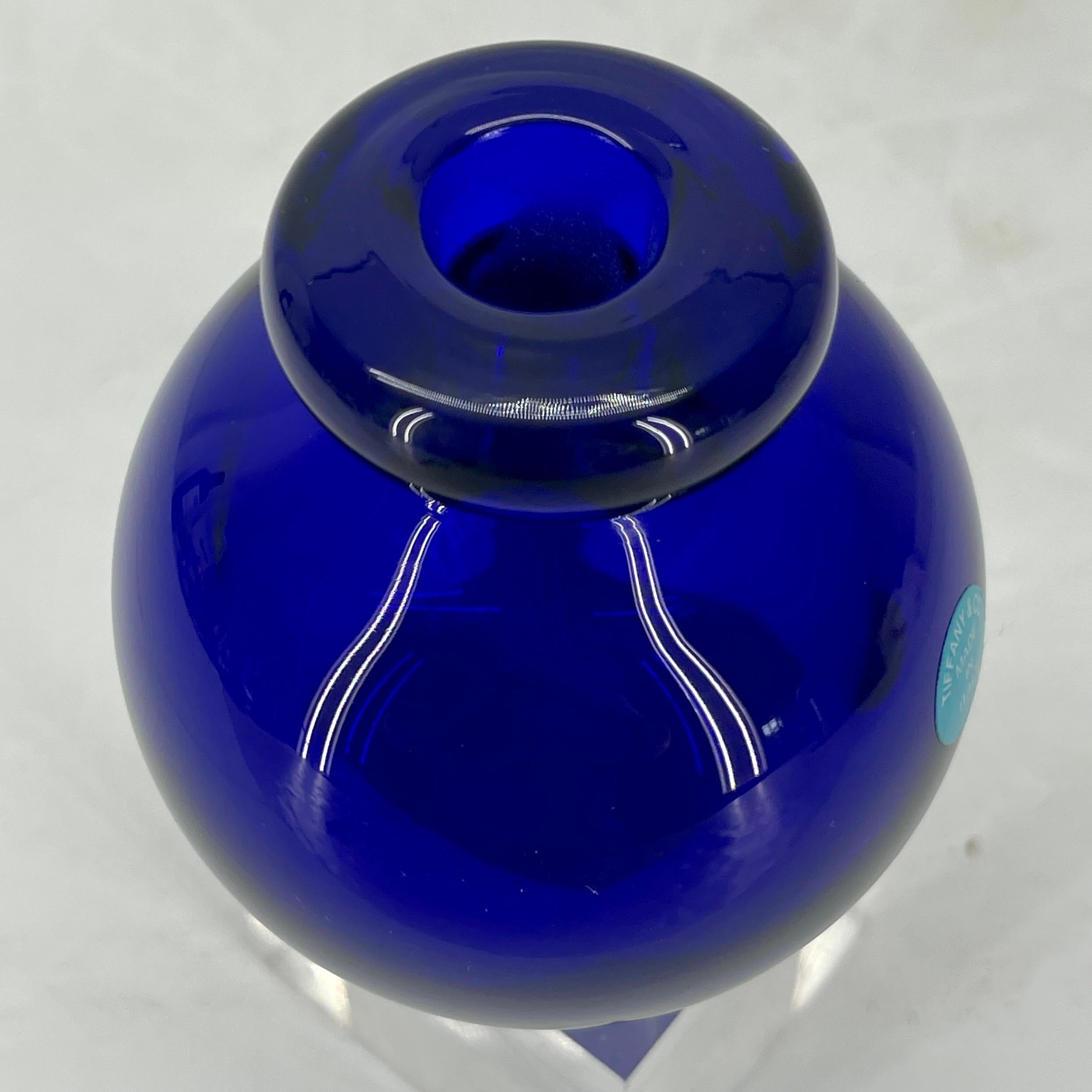 Small Italian Cobalt Blue Vase by Seguso Murano for Tiffany 3