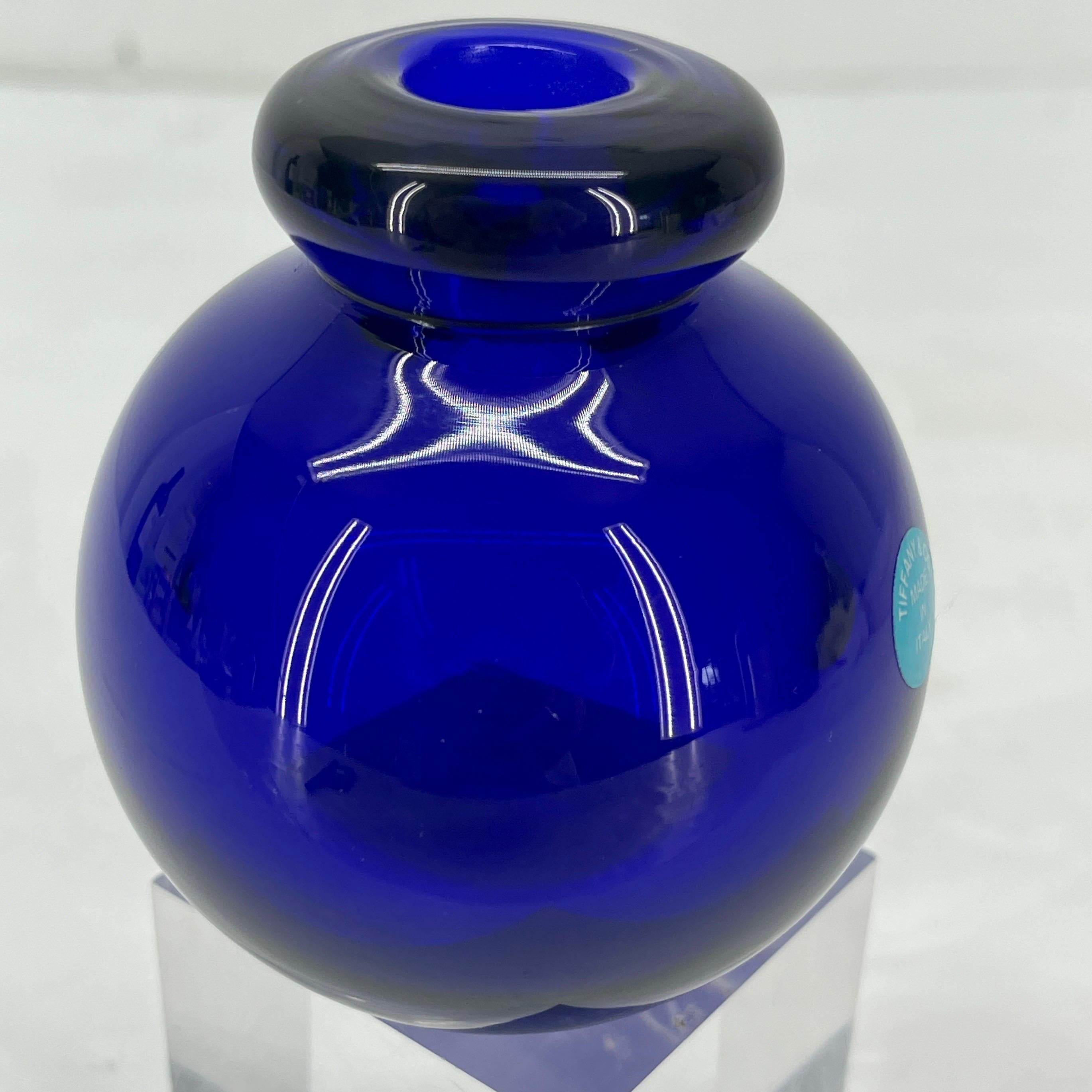Small Italian Cobalt Blue Vase by Seguso Murano for Tiffany 2