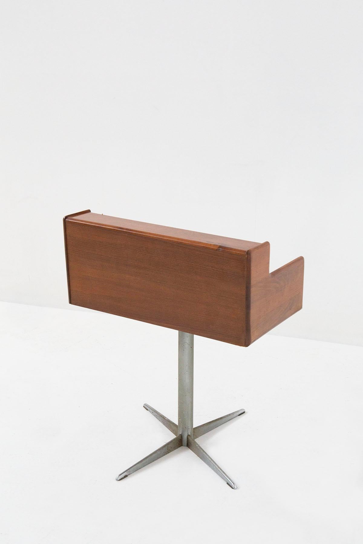 Small Italian Desk Manufactured by Fimsa in Wood and Metal, Label In Good Condition In Milano, IT