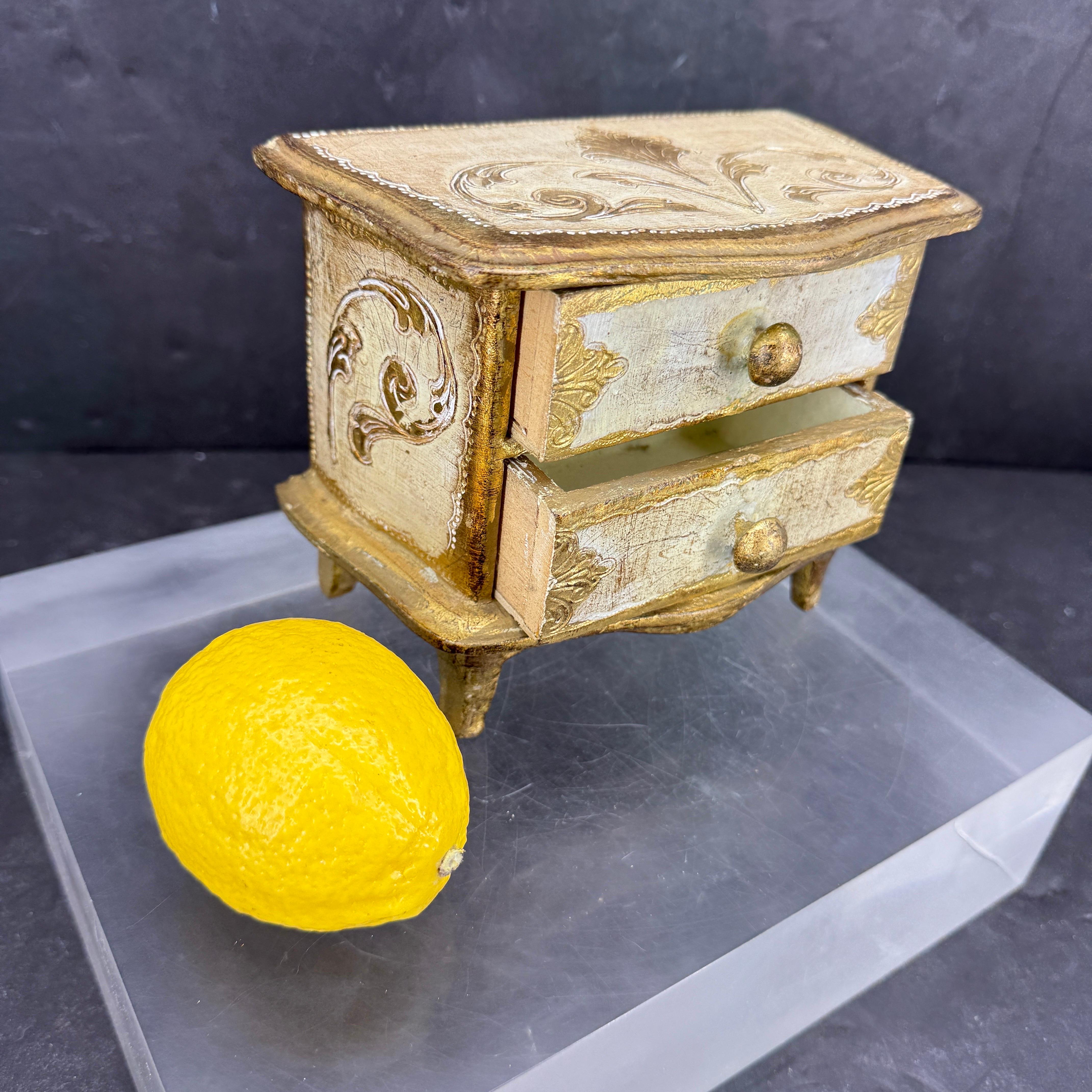 Small Italian Florentine Jewelry Miniature Chest of Drawers For Sale 3