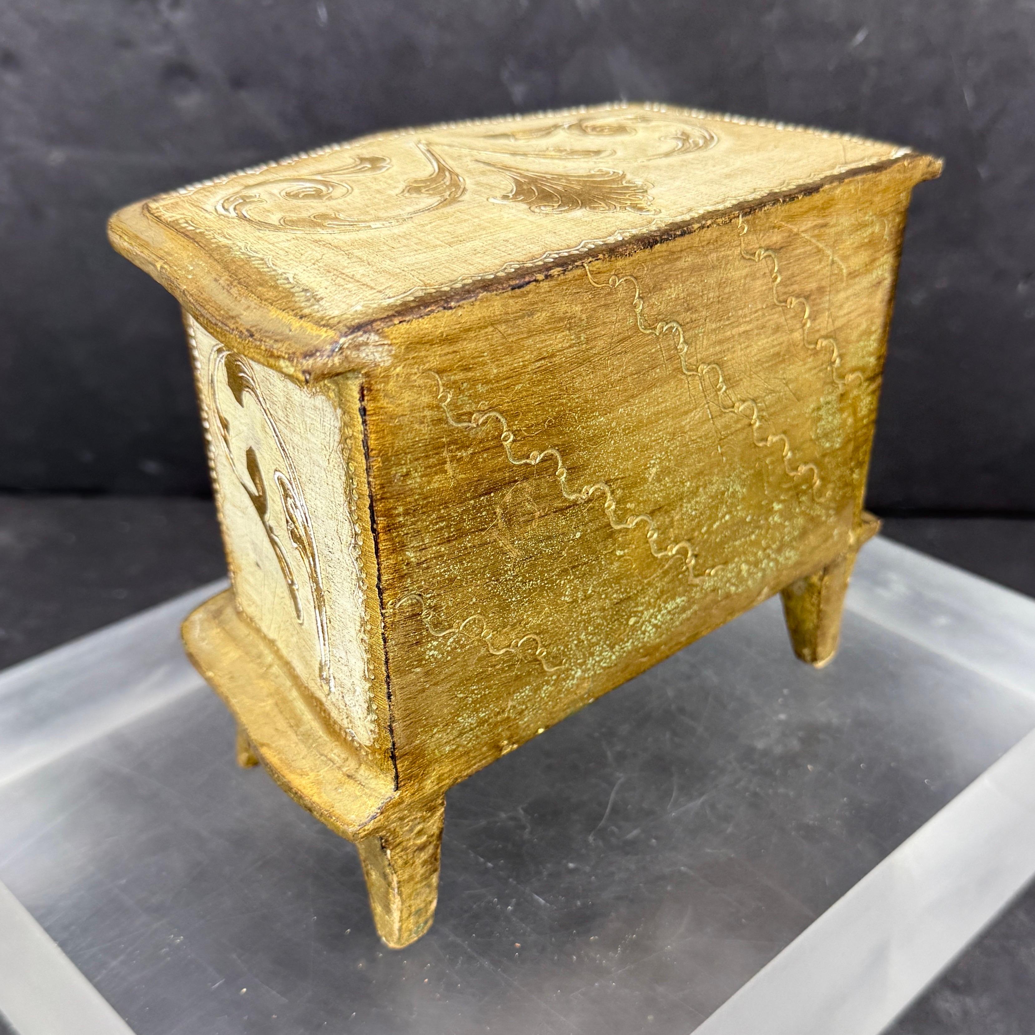 Small Italian Florentine Jewelry Miniature Chest of Drawers For Sale 1
