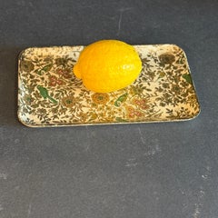 Small Italian Florentine Wood Painted Vanity Trinket Tray, Birds and Gold Leaves