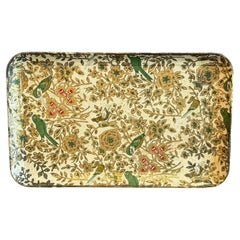 Small Italian Florentine Wood Painted Vanity Trinket Tray, Birds and Gold Leaves
