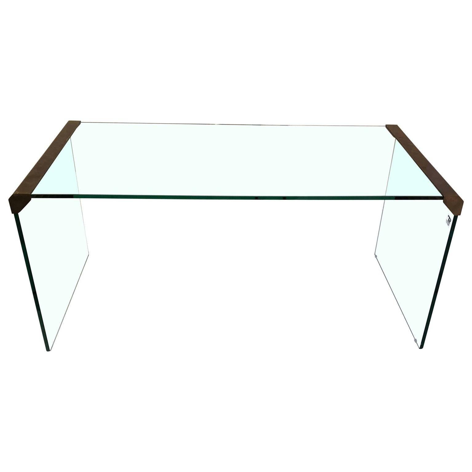 Small Italian Glass and Brass Cocktail Table by Pierangelo Galotti & Radice