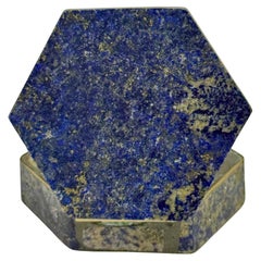 Small Italian Hexagon Blue Lapis Lazuli Pill Trinket Box