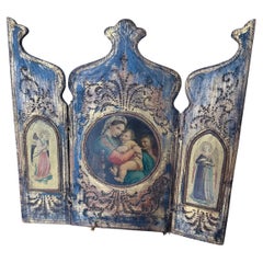 Small Italian Madonna of the Chair triptych